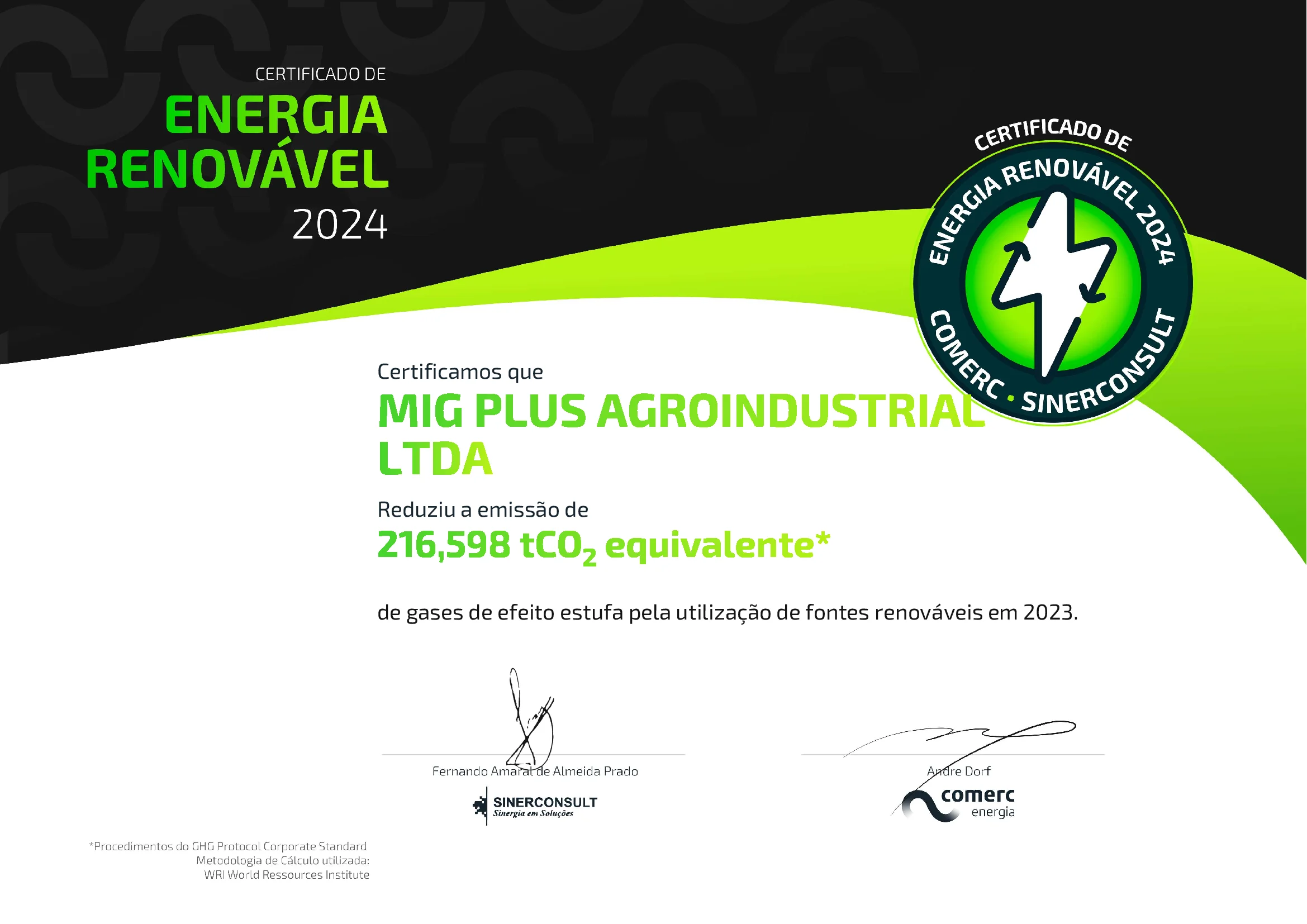 Certificado Energia Renovável